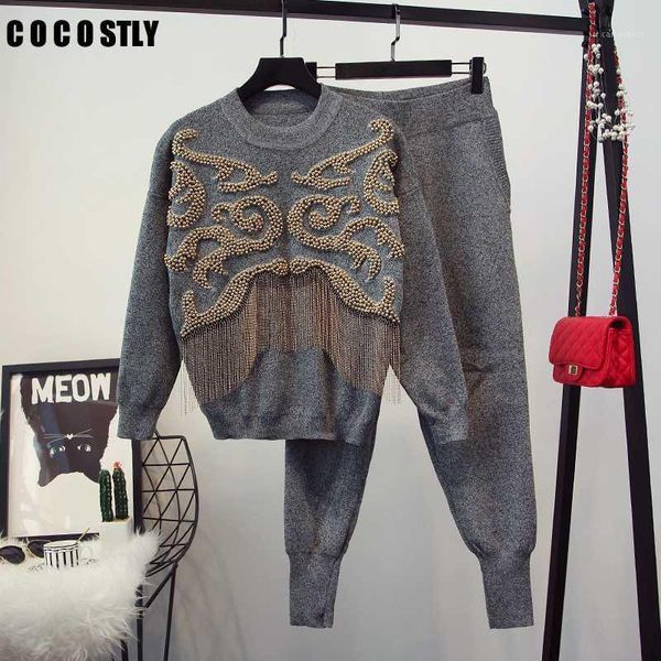 women's tracksuits 2021 autumn winter fashion 2 piece set women pant and sweatsuits luxurious beading tassel tracksuit suits clothing1, Gray
women's tracksuits 2021 autumn winter fashion 2 piece set women pant and sweatsuits luxurious beading tassel tracksuit suits clothing1, Gray