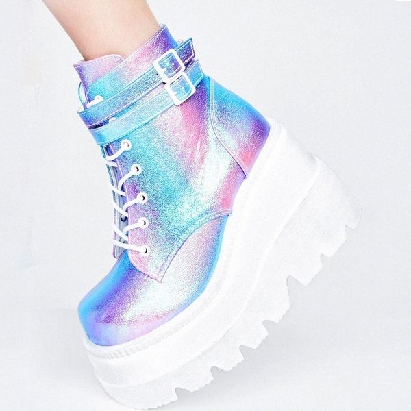 2020 autumn high platform women boots wedges lace up ankle boots thick bottom mixed color female heel fashion shoes #gc4z, Black
2020 autumn high platform women boots wedges lace up ankle boots thick bottom mixed color female heel fashion shoes #gc4z, Black