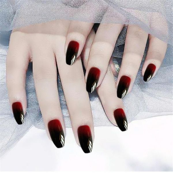 false nails 24pcs/set european long coffin fake pre-design black red gradient ballerina artificial nail art tips with glue, Red;gold
false nails 24pcs/set european long coffin fake pre-design black red gradient ballerina artificial nail art tips with glue, Red;gold