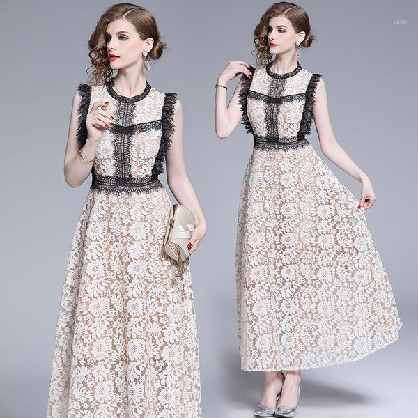 make europe and the united states the new temperament posed dress sleeveless eyelash lace stitching hollow out dress1, Black;gray
make europe and the united states the new temperament posed dress sleeveless eyelash lace stitching hollow out dress1, Black;gray