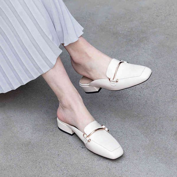 half slippers baotou slippers women wear fashion outside summer flat bottomed thick heeled cow leather without back heel lazy zdxl, Black
half slippers baotou slippers women wear fashion outside summer flat bottomed thick heeled cow leather without back heel lazy zdxl, Black