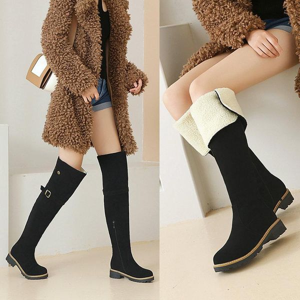 boots warm winter lambswool women knee high fashion zipper buckle over the ladies round toe low heel woman, Black
boots warm winter lambswool women knee high fashion zipper buckle over the ladies round toe low heel woman, Black