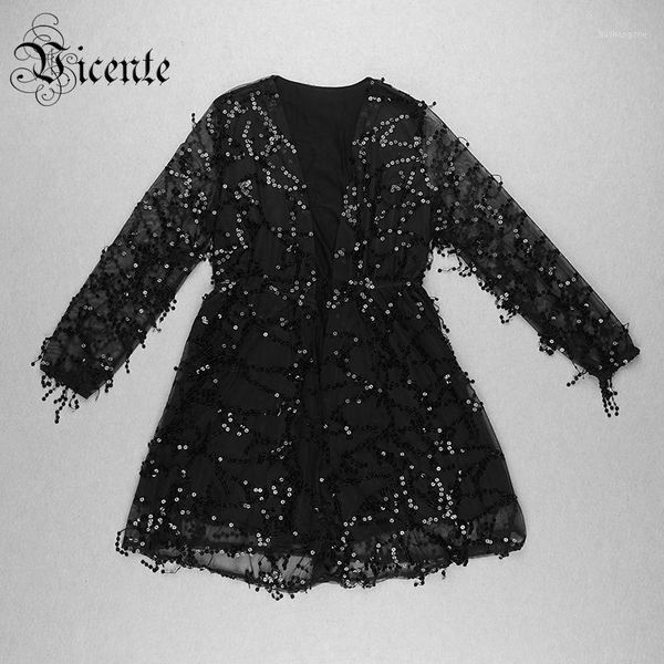 clearance sale vc trendy black sequins tassels deisgn long sleeves celebrity party club outwear1, Black;brown
clearance sale vc trendy black sequins tassels deisgn long sleeves celebrity party club outwear1, Black;brown