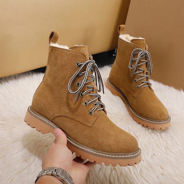 designer womens boots luxury caramel color suede lace-up with fluff round head low heel boots with box size 35-44, Black
designer womens boots luxury caramel color suede lace-up with fluff round head low heel boots with box size 35-44, Black