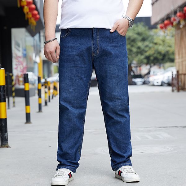 new men's stretch jeans plus fertilizer plus extra size loose wide-leg pants fat casual fashion straight wear pants 201111, Blue
new men's stretch jeans plus fertilizer plus extra size loose wide-leg pants fat casual fashion straight wear pants 201111, Blue