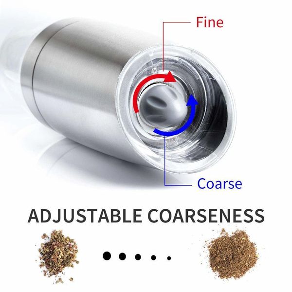 stainless steel electric pepper grinder, salt grinder and automatic gravity pepper powder, kitchen spice grinding tools
stainless steel electric pepper grinder, salt grinder and automatic gravity pepper powder, kitchen spice grinding tools