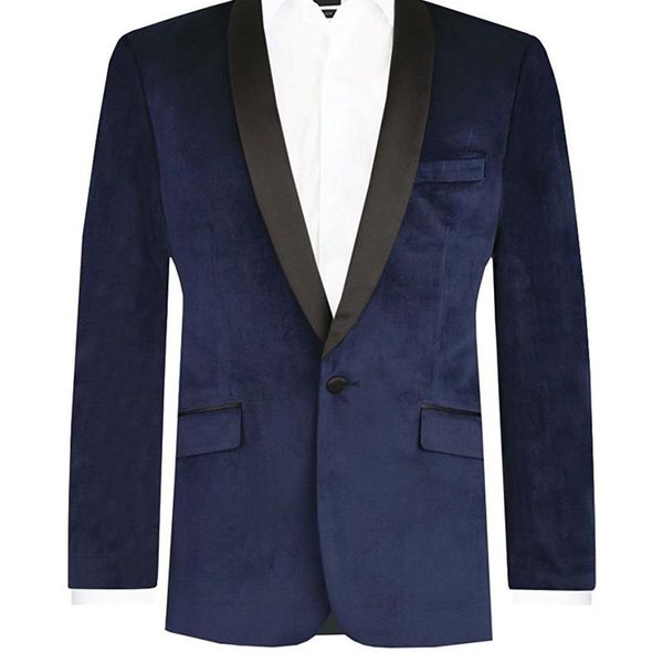 men's suits & blazers two piece navy blue velvet mens blazer black shawl lapel jacket pants custom made men 2021, White;black 
men's suits & blazers two piece navy blue velvet mens blazer black shawl lapel jacket pants custom made men 2021, White;black