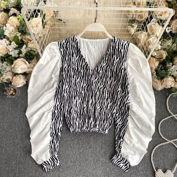 lady new fashion zebra stitching shirt women v-neck high street spice long sleeve autumn short blouse p7611, White
lady new fashion zebra stitching shirt women v-neck high street spice long sleeve autumn short blouse p7611, White