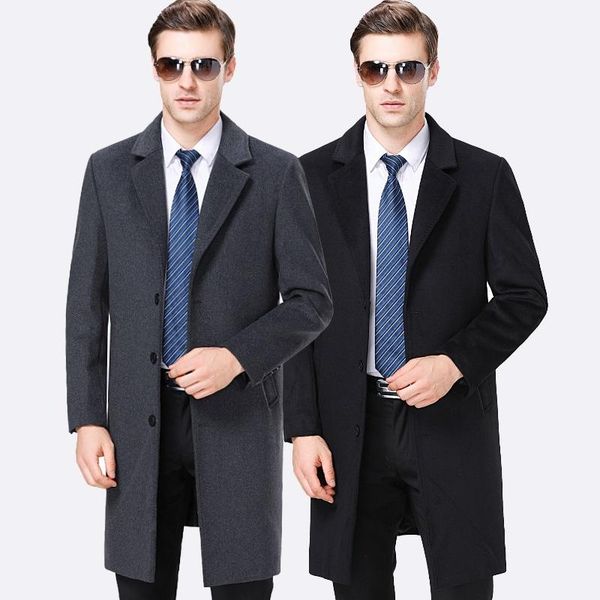 cloth coat male elderly father's fertilizer increased over-the-knee more long wool coat suit collar, Black
cloth coat male elderly father's fertilizer increased over-the-knee more long wool coat suit collar, Black