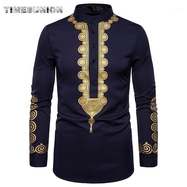 african printing dashiki shirt men slim long sleeve chemise homme ethnic totem design mens dress shirts wedding party camisas1, White;black