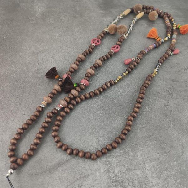 long mobile phone brown wood bead phone id card badge holders diy fashion jewelry accessory for summer beach necklace, Silver
long mobile phone brown wood bead phone id card badge holders diy fashion jewelry accessory for summer beach necklace, Silver