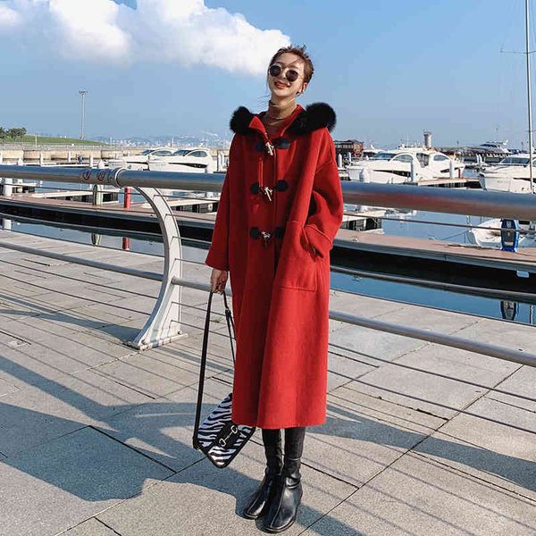 women's wool & blends winter new korean style loose hooded british woolen coat long cloak women n3zh, Black
women's wool & blends winter new korean style loose hooded british woolen coat long cloak women n3zh, Black