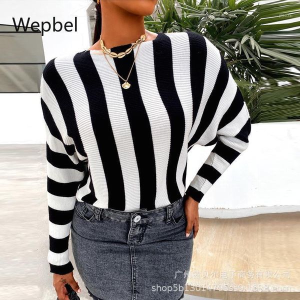 wepbel women autumn sweaters loose o-neck pullovers long sleeve fashion knitted jumpers fashion striped female casual sweater1, White;black
wepbel women autumn sweaters loose o-neck pullovers long sleeve fashion knitted jumpers fashion striped female casual sweater1, White;black