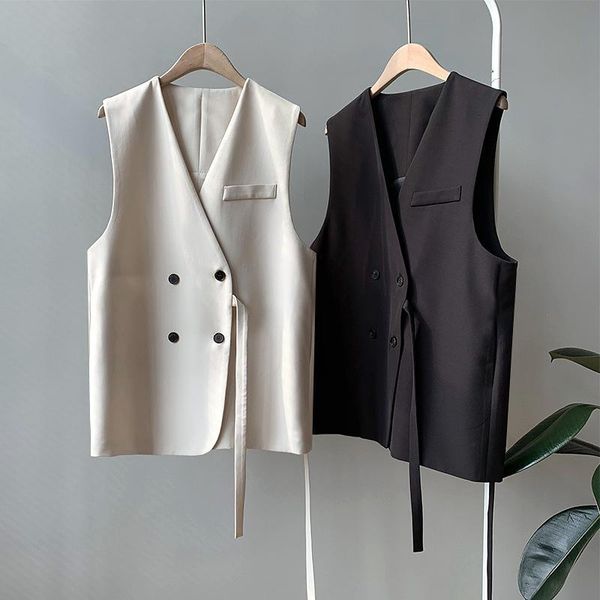 women's vests 2021 spring women v-neck vest drouble button vintage lace-up design all match casual thin coat, Black;white
women's vests 2021 spring women v-neck vest drouble button vintage lace-up design all match casual thin coat, Black;white