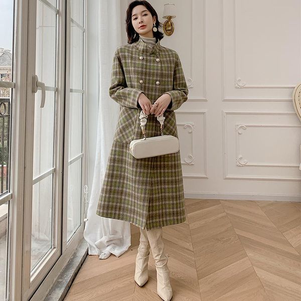 women's wool & blends vintage spring plaid autumn coat female elegant long woolen jacket women manteau femme hiver 2021 korean blend ja, Black
women's wool & blends vintage spring plaid autumn coat female elegant long woolen jacket women manteau femme hiver 2021 korean blend ja, Black