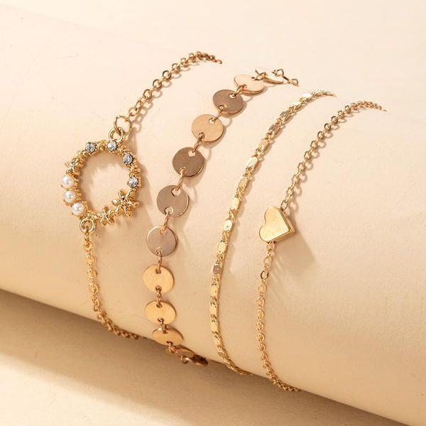 huatang 4pcs/set boho sequins love heart chains bracelet set for women multilayer crystal pearl circle charms adjustable jewelry, Golden;silver
huatang 4pcs/set boho sequins love heart chains bracelet set for women multilayer crystal pearl circle charms adjustable jewelry, Golden;silver