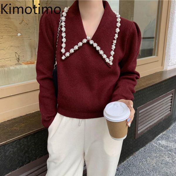 kimotimo vintage sweater women long sleeve peter pan collar beading office lady elegant casual knitted korean fashion sweaters, White;black
kimotimo vintage sweater women long sleeve peter pan collar beading office lady elegant casual knitted korean fashion sweaters, White;black