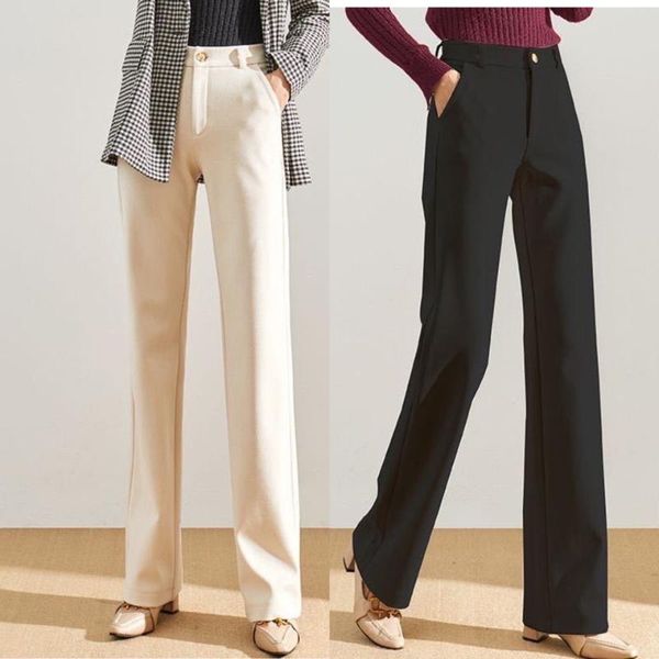 women's winter wide leg pants female straight office trousers elegant streetwear long confortable pants, Black;white
women's winter wide leg pants female straight office trousers elegant streetwear long confortable pants, Black;white