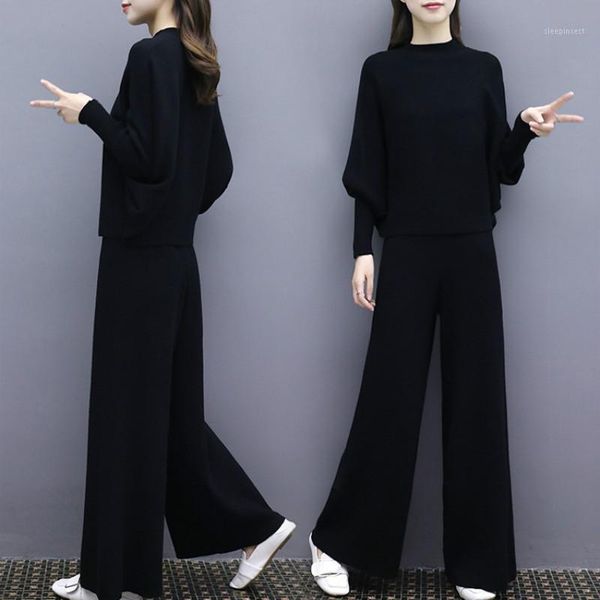 2 piece set women2021 autumn new fashion women's bat sleeve knit wide leg pants suit female loose large size two-piece female1, Gray
2 piece set women2021 autumn new fashion women's bat sleeve knit wide leg pants suit female loose large size two-piece female1, Gray