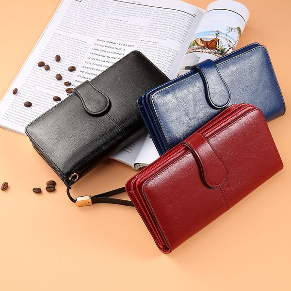 realer women wallet split leather long wallet with phone/coin/card pocket for ladies purses with short strap for female, Red;black
realer women wallet split leather long wallet with phone/coin/card pocket for ladies purses with short strap for female, Red;black