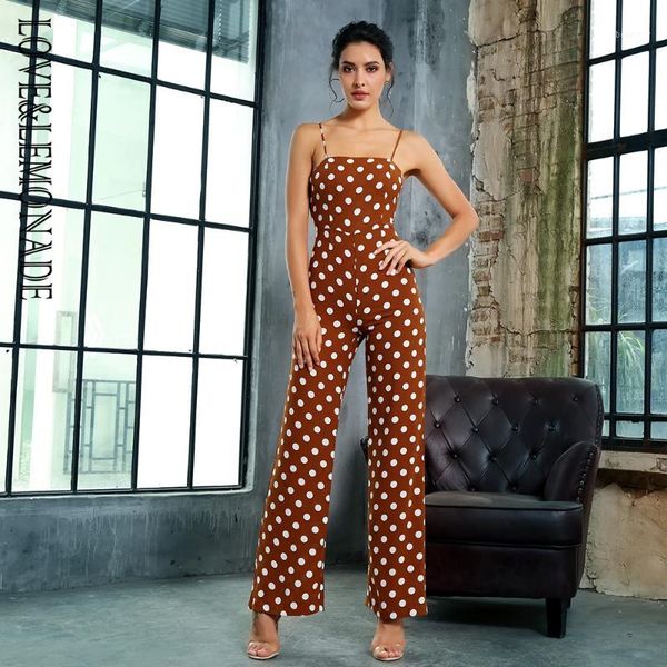 love&lemonade brown and white dot back straps horn shape jumpsuit lm804081, Black;white
love&lemonade brown and white dot back straps horn shape jumpsuit lm804081, Black;white