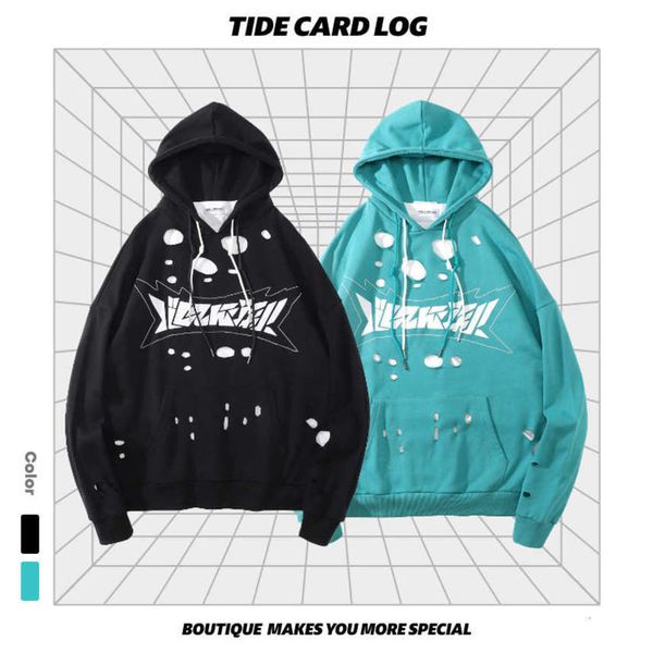 new products in autumn winter really two hip-hop hole loose hooded sweaters tide br men's and women's couple lazy wind, Black
new products in autumn winter really two hip-hop hole loose hooded sweaters tide br men's and women's couple lazy wind, Black