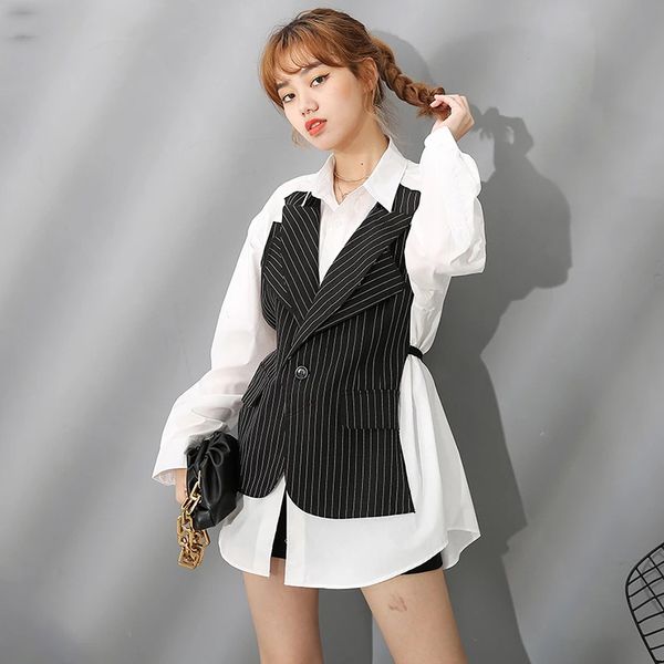 women black striped bandage big size blouse new lapel long sleeve loose fit shirt fashion tide spring autumn 2021, White
women black striped bandage big size blouse new lapel long sleeve loose fit shirt fashion tide spring autumn 2021, White