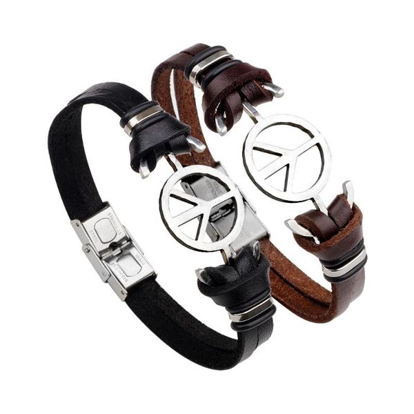 charm bracelets handmade stainless steel anchor peace symbol genuine leather men fashion jewelry buckle bracelet man pulseras, Golden;silver
charm bracelets handmade stainless steel anchor peace symbol genuine leather men fashion jewelry buckle bracelet man pulseras, Golden;silver