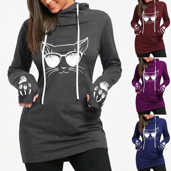 women plus size harajuku cat printed hoodies long sleeve dress drawstring sweatshirt korean style dress for women, Black;gray
women plus size harajuku cat printed hoodies long sleeve dress drawstring sweatshirt korean style dress for women, Black;gray