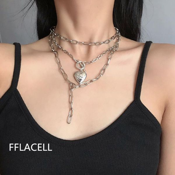 2020 goth punk sequined heart necklace vintage cuba stainless steel bead chain collares men women couple accessories, Silver
2020 goth punk sequined heart necklace vintage cuba stainless steel bead chain collares men women couple accessories, Silver