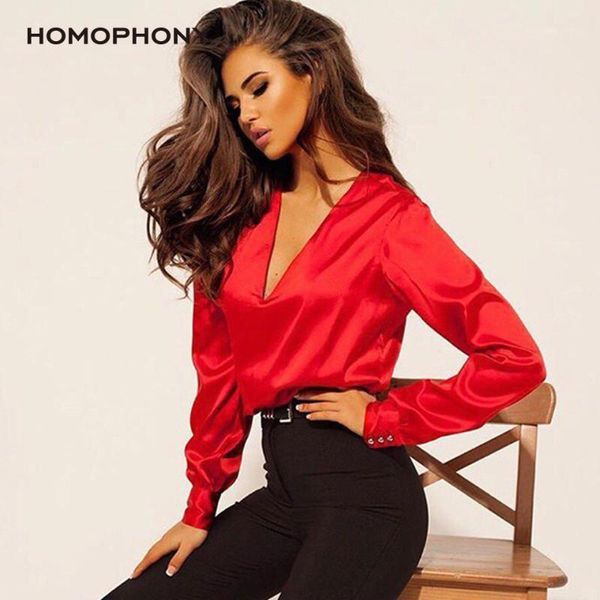 women's blouses & shirts homophony woman blouse deep v-neck women elegant long sleeve button solid office simple autumn cloth1, White
women's blouses & shirts homophony woman blouse deep v-neck women elegant long sleeve button solid office simple autumn cloth1, White