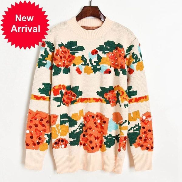 new autumn 2021 winter fashion jacquard beads sequined sequins women's crocheted sweaters chic runway fashionable sleeve long oors, White;black
new autumn 2021 winter fashion jacquard beads sequined sequins women's crocheted sweaters chic runway fashionable sleeve long oors, White;black