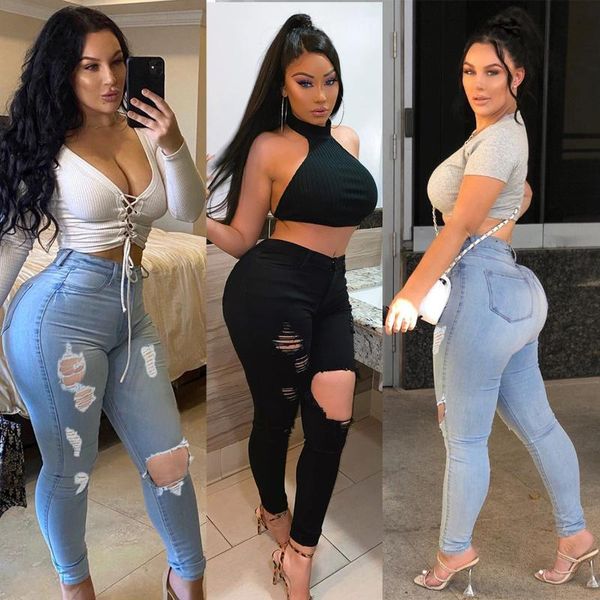 women's jeans fnoce 2021 ripped large size fashion trends casual streetwear solid high waist tight stretch slim pencil pants, Blue
women's jeans fnoce 2021 ripped large size fashion trends casual streetwear solid high waist tight stretch slim pencil pants, Blue