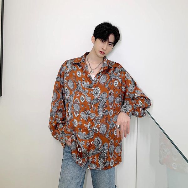 new male satin style fashion streetwear dress shirts men vintage print loose casual long sleeve shirt, White;black
new male satin style fashion streetwear dress shirts men vintage print loose casual long sleeve shirt, White;black