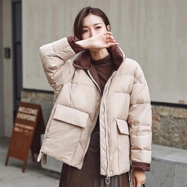 women's down & parkas women korean version white duck jacket winter stand collar loose coat female warm short snow outwear, Black
women's down & parkas women korean version white duck jacket winter stand collar loose coat female warm short snow outwear, Black