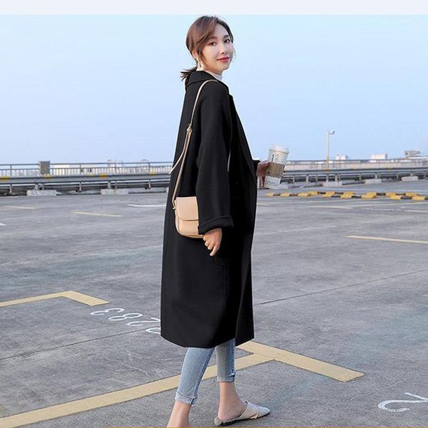 women's wool & blends 2021 women autumn winter casual slim jacket lady button pocket long sleeve coat female loose oversize outerwear f, Black
women's wool & blends 2021 women autumn winter casual slim jacket lady button pocket long sleeve coat female loose oversize outerwear f, Black
