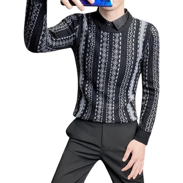 men's sweaters sweater 2021 autumn and winter korean version of the trend thickening personality handsome slim knit, White;black
men's sweaters sweater 2021 autumn and winter korean version of the trend thickening personality handsome slim knit, White;black