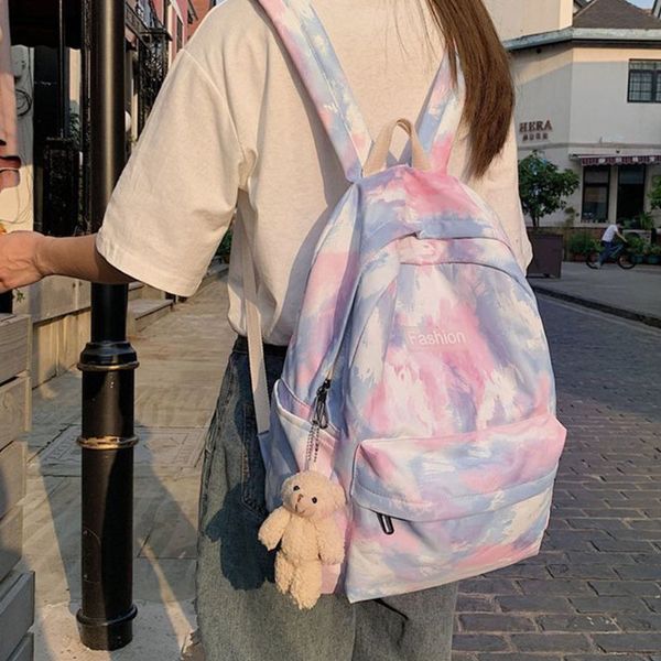 women backpack tie dye mixed color nylon school bookbag daypack rucksack shoulder bag for teenager girls y0125
women backpack tie dye mixed color nylon school bookbag daypack rucksack shoulder bag for teenager girls y0125