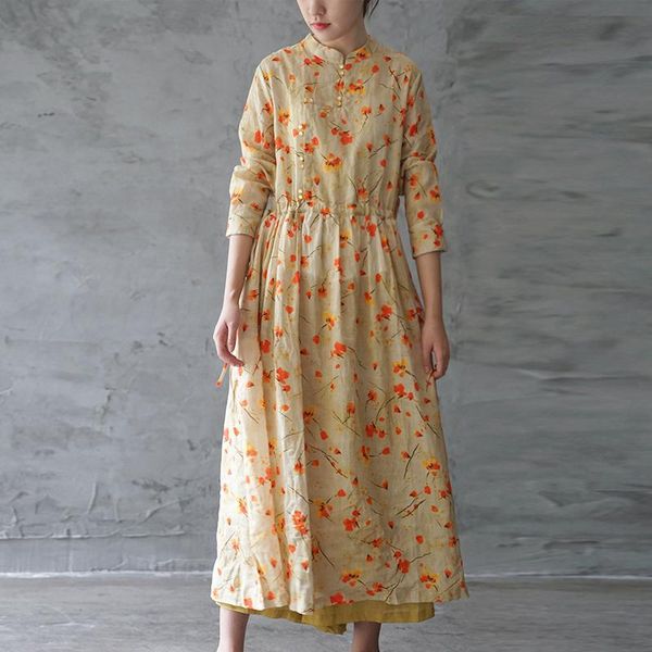 johnature autumn irregular button drawstring dresses 2020 new leisure retro floral print long sleeve cotton linen women dress, Black;gray
johnature autumn irregular button drawstring dresses 2020 new leisure retro floral print long sleeve cotton linen women dress, Black;gray