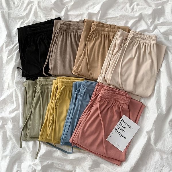 spring knitting thin wide leg pant women casual high waist drawstring black pink long trouser female loose straight bottoms 201012, Black;white
spring knitting thin wide leg pant women casual high waist drawstring black pink long trouser female loose straight bottoms 201012, Black;white