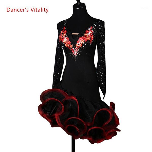 dress latin dance clothes for women latin dance embroidery long sleeves dress girls cha-cha1, Black;red
dress latin dance clothes for women latin dance embroidery long sleeves dress girls cha-cha1, Black;red