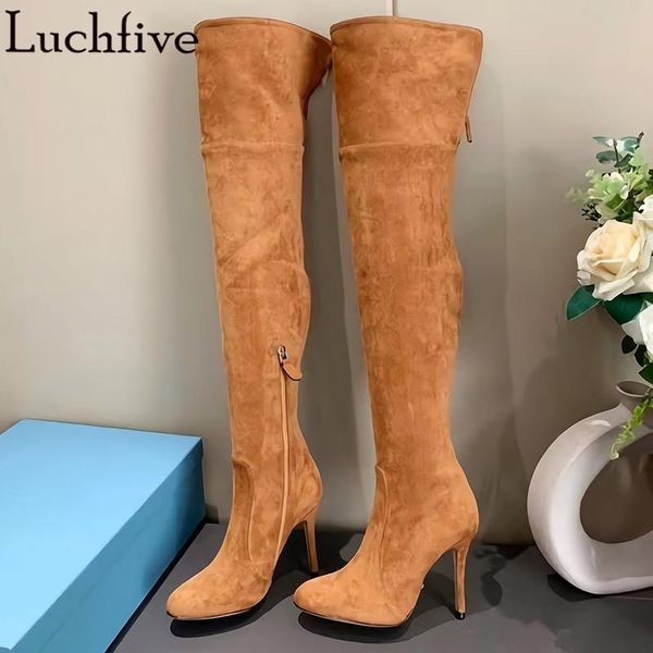 boots stretch fabric women's pointy toe shoes woman thin high heels over the knee elastic brown botas mujer, Black
boots stretch fabric women's pointy toe shoes woman thin high heels over the knee elastic brown botas mujer, Black