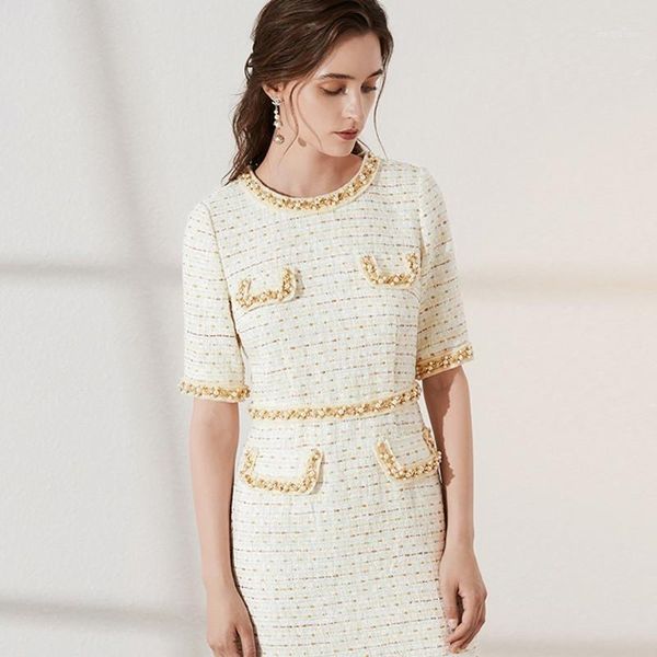 new summer chic tweed female waist office dress women round neck white wool dresses party night vestido1, Black;gray
new summer chic tweed female waist office dress women round neck white wool dresses party night vestido1, Black;gray