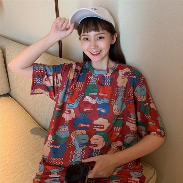 2021 new cotton summer medium korean version cartoon retropersonality head female sleeve short t-shirt eadm, White
2021 new cotton summer medium korean version cartoon retropersonality head female sleeve short t-shirt eadm, White