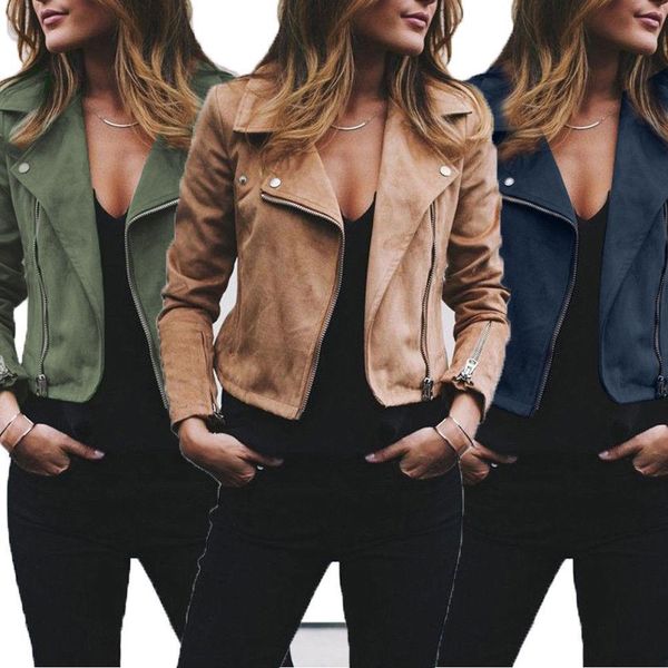 women's fashion jackets ladies suede leather jackets zip up biker female casual coats woman flight outerwear clothes, Black;brown
women's fashion jackets ladies suede leather jackets zip up biker female casual coats woman flight outerwear clothes, Black;brown