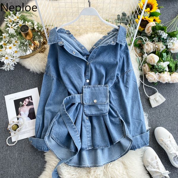 neploe vintage sashes slim waist jeans coat autumn winter women denim jacket korean buttons backless long outerwear 56249 201026, Black;brown
neploe vintage sashes slim waist jeans coat autumn winter women denim jacket korean buttons backless long outerwear 56249 201026, Black;brown