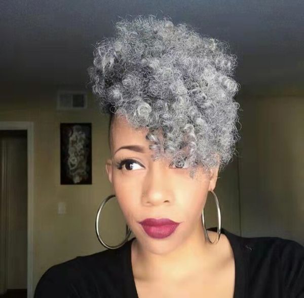 variety short grey human hair ponytail with bang salt pepper gray afro kinky curly human hair drawstring ponytail hair extension 120g, Black
variety short grey human hair ponytail with bang salt pepper gray afro kinky curly human hair drawstring ponytail hair extension 120g, Black