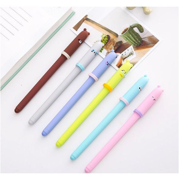 4 Pcs/lot Gel Pen Neutral Pen Cute Bear Black Lnk Pens Writting School Office Stationery Lovely Students Su Jllgew Lajiaoyard