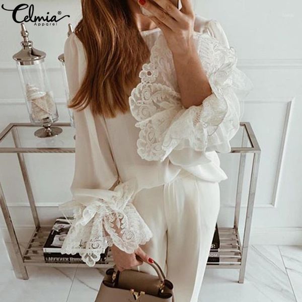 ruffles blouses women fashion white lace shirts celmia 2020 summer long flare sleeve casual loose blusas mujer s-5xl1
ruffles blouses women fashion white lace shirts celmia 2020 summer long flare sleeve casual loose blusas mujer s-5xl1