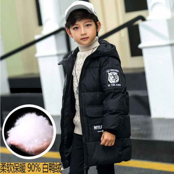 new jacket boy's middle long style thickened warm girl children's coat with down in autumn and winter, Blue;gray
new jacket boy's middle long style thickened warm girl children's coat with down in autumn and winter, Blue;gray